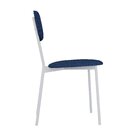 Cadeira Fixa Estofada Vintage Retrô Com 4 Unidades Azul/branco