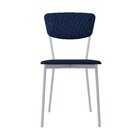 Cadeira Fixa Estofada Vintage Retrô Com 4 Unidades Azul/branco