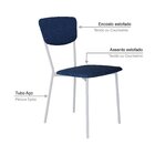 Cadeira Fixa Estofada Vintage Retrô Com 4 Unidades Azul/branco