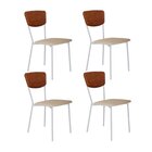 Cadeira Fixa Estofada Vintage Retrô Com 4 Unidades Caramelo/b