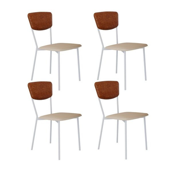 Cadeira Fixa Estofada Vintage Retrô Com 4 Unidades Caramelo/b