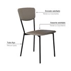 Cadeira Fixa Estofada Vintage Retrô Com 4 Unidades Cinza/preto