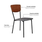 Cadeira Fixa Estofada Vintage Retrô Névoa Prata/caramelo/pret