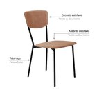 Cadeira Fixa Estofada Vintage Retrô Nude/preto Fosco