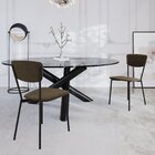 Cadeira Fixa Estofada Vintage Retrô Sand/preto Fosco