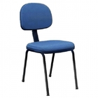 Cadeira Fixa Secretária Base Palito Azul Couro Ecológico Mk-0