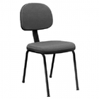 Cadeira Fixa Secretária Base Palito Cinza Couro Ecológico Mk-