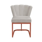 Cadeira Flor Base Industrial Cobre Veludo - Vallisa Decor Bege