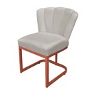 Cadeira Flor Base Industrial Cobre Veludo - Vallisa Decor Bege