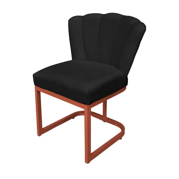 Cadeira Flor Base Industrial Cobre Veludo - Vallisa Decor Pre