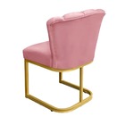 Cadeira Flor Para Escritório Veludo Rosa Base Dourada - Valli