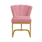 Cadeira Flor Para Escritório Veludo Rosa Base Dourada - Valli