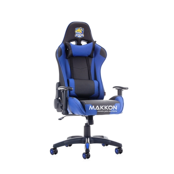 Cadeira gamer azul: Cadeira Gamer Preta E Azul Makkon