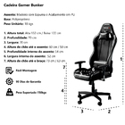 Cadeira Gamer Bunker Preta Com Vermelho Pro E-sports Ergonômi