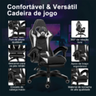 Cadeira Gamer Ergonômica Giratória Estofado Em Couro Preto -