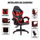 Cadeira Gamer Escritório Reclinável Ergonômica Giratória Com