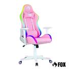 Cadeira Gamer Fox Racer Rgb Com Iluminação Led Rosa Logo Bran