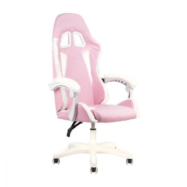 Cadeira Gamer Home Office Rosa Claro Com Branco