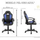 Cadeira Gamer Infantil em Couro PU Preta com Azul Pelegrin PE