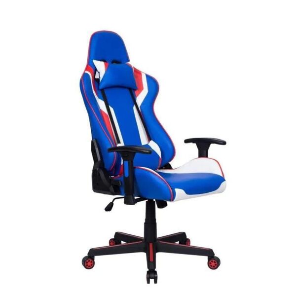 Cadeira gamer azul: Cadeira Gamer Pelegrin Em Couro Pu Reclinável