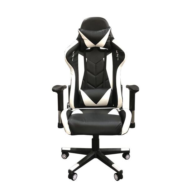Cadeira Gamer Preta Com Branca Com Almofada Massageadora - Kz