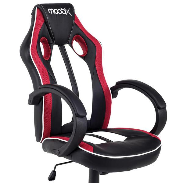 Cadeira Gamer Royale Preto, Branco E Vermelho Com Regulagem D