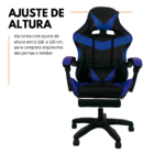 Cadeira Gamer Stillus Ergonômica Com Apoio Para Os Pés - Azul