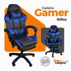Cadeira Gamer Stillus Ergonômica Com Apoio Para Os Pés - Azul