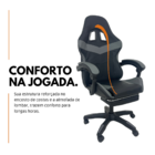 Cadeira Gamer Stillus Ergonômica Com Apoio Para Os Pés Cinza