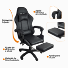 Cadeira Gamer Stillus Ergonômica Com Apoio Para Os Pés - Preto