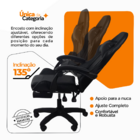 Cadeira Gamer Stillus Ergonômica Com Apoio Para Os Pés - Preto
