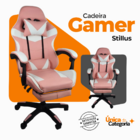 Cadeira Gamer Stillus Ergonômica Com Apoio Para Os Pés - Rosa