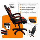 Cadeira Gamer Stillus Ergonômica Com Apoio Para Os Pés - Verm