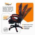 Cadeira Gamer Stillus Ergonômica Com Apoio Para Os Pés - Verm