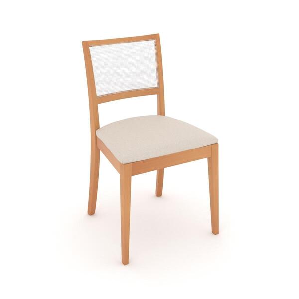 Cadeira Garbo Ii De Madeira Maciça Damasco E Trama Cru