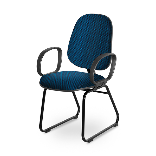 Cadeira Gerente Base Trapezio Braço Corsa Azul/preto