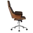 Cadeira Giratória Coimbra Em Madeira Poliuretano Marrom Base