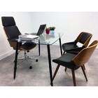 Cadeira Giratória Coimbra Em Madeira Poliuretano Preto Base R