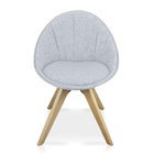 Cadeira Giratória Estela Jacquard Gelo Base Madeira R02 -d'ro