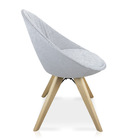 Cadeira Giratória Estela Jacquard Gelo Base Madeira R02 -d'ro