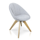 Cadeira Giratória Estela Jacquard Gelo Base Madeira R02 -d'ro