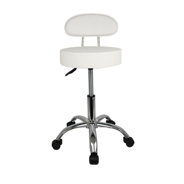 Cadeira Giratoria Mocho Manicure Com Encosto Branca