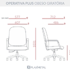 Cadeira Giratoria Operativa Plus Size Suporta Até 185kg Couro