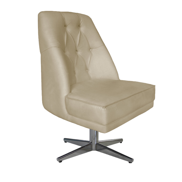 Cadeira Giratória Paris Suede Bege Rosado - Dominic Decor