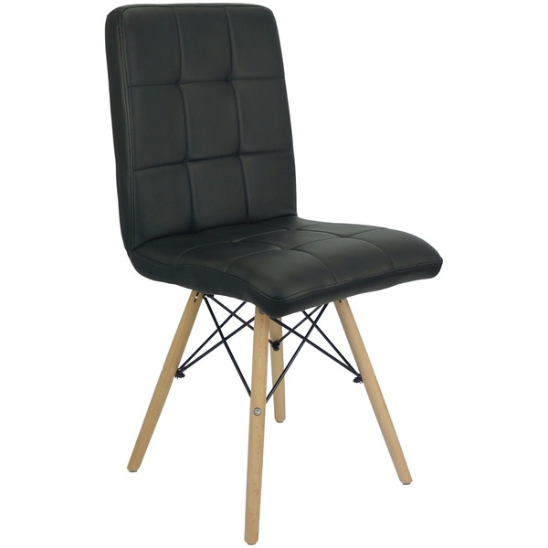 Cadeira Gomos Eiffel Eames Fitz Dublin Estofada Base Madeira