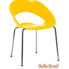 Cadeira Happy Pp Base Cromada - Amarela