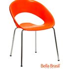 Cadeira Happy Pp Base Cromada - Laranja