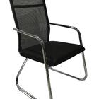 Cadeira Interlocutor E Escritório Tela Mesh Alta Metal Cromo