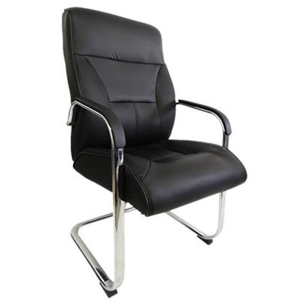 Cadeira Interlocutor Em Couro Pu Pel-8028v Preta