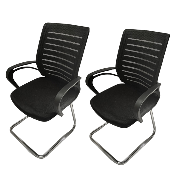 Cadeira Interlocutor Escritório Tela Mesh Metal Cromo Kit 2u